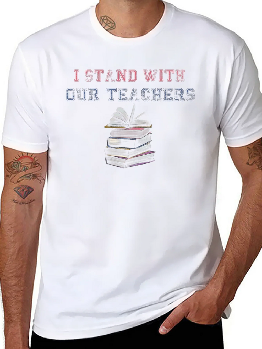 I Stand With Our Teachers Black T-Shirt product image 7