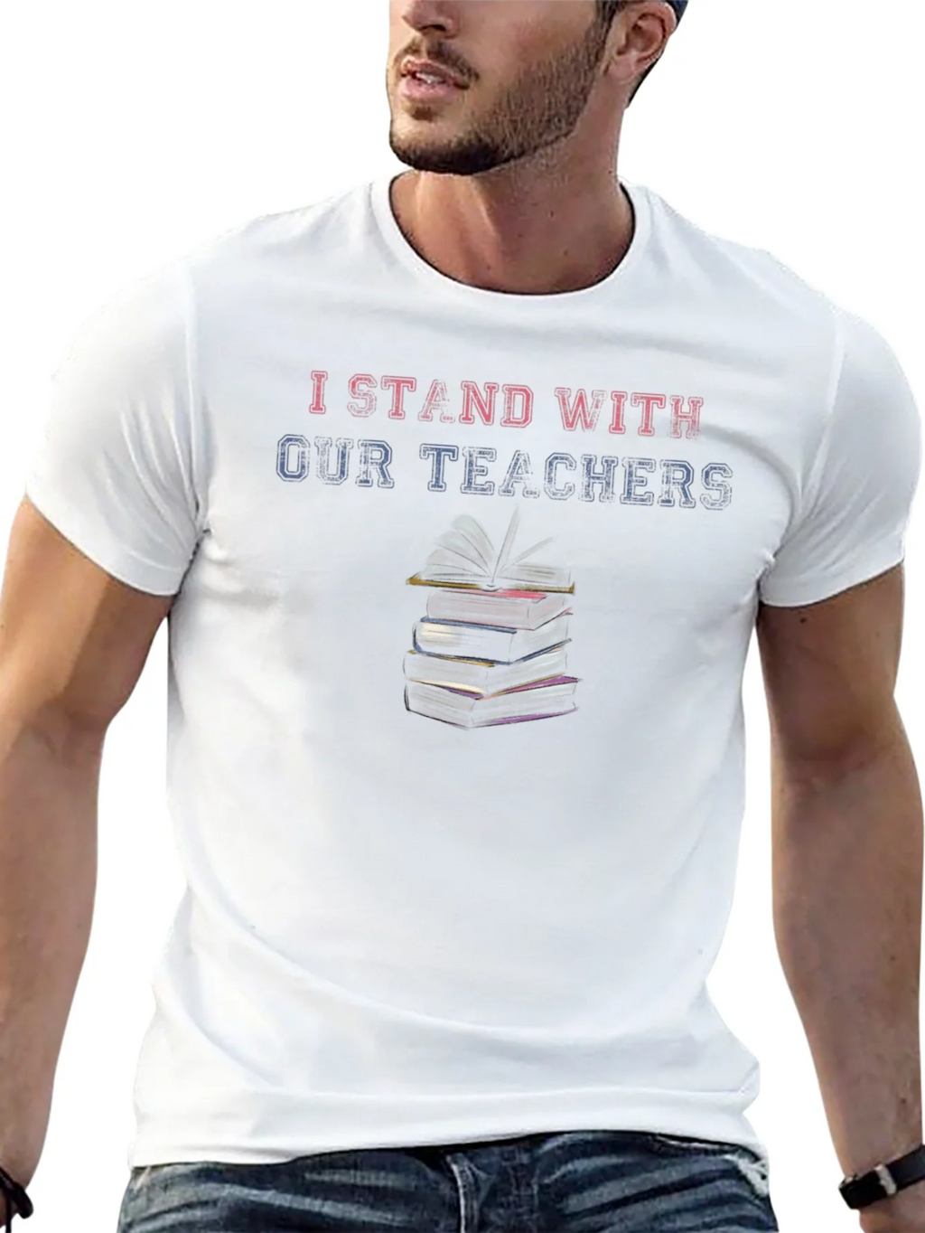 I Stand With Our Teachers Black T-Shirt product image 12