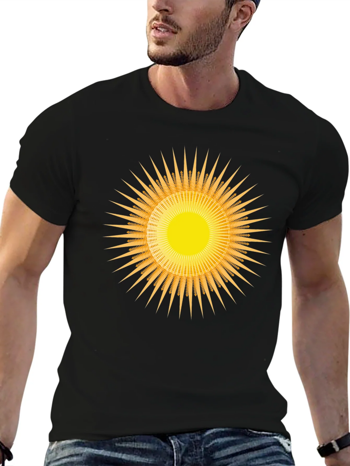 Radiant Sunburst Graphic Black T-Shirt product image 6