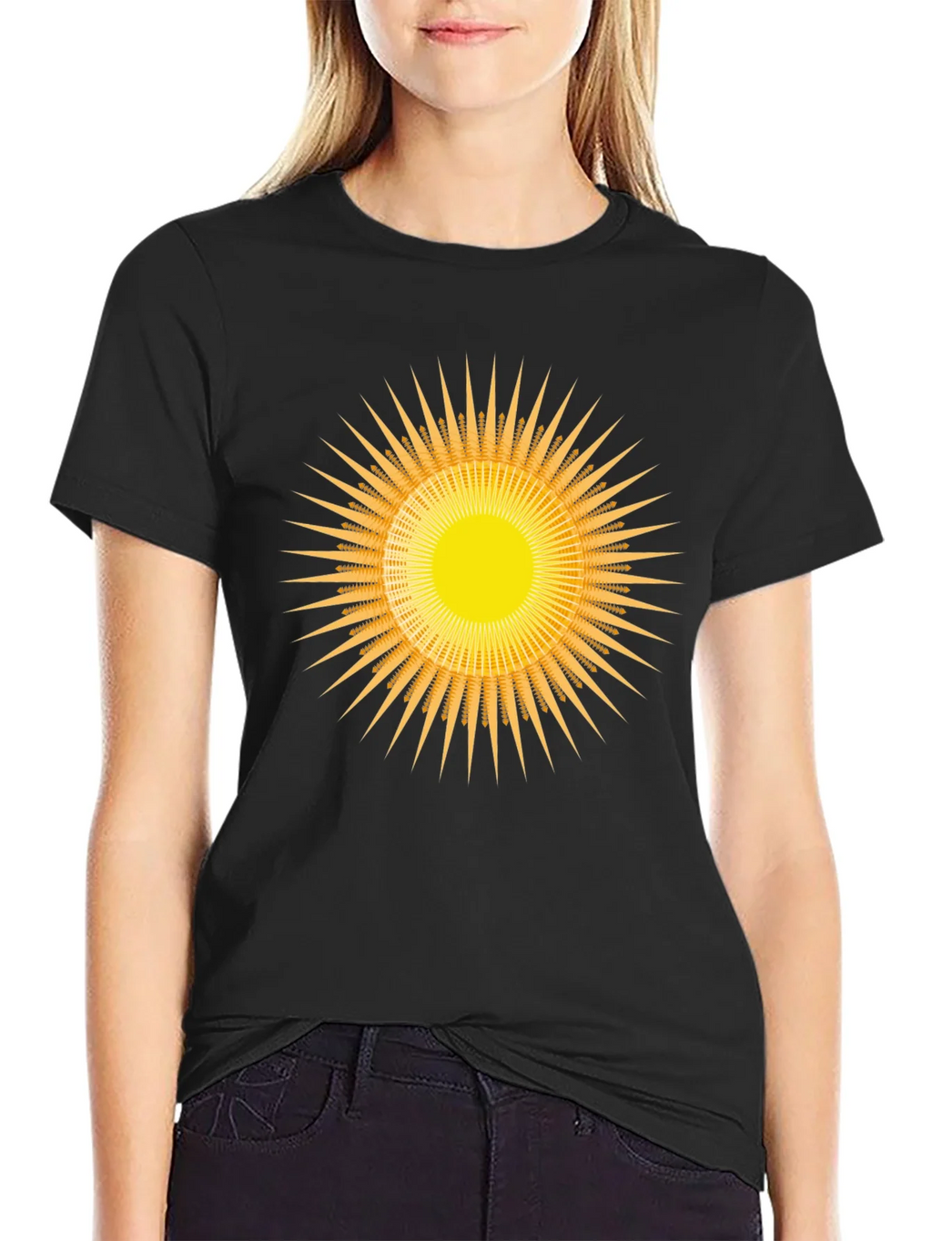 Radiant Sunburst Graphic Black T-Shirt product image 2