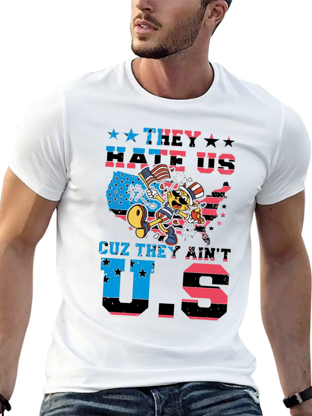 Patriotic Cat T-Shirt - They Hate Us product image 12