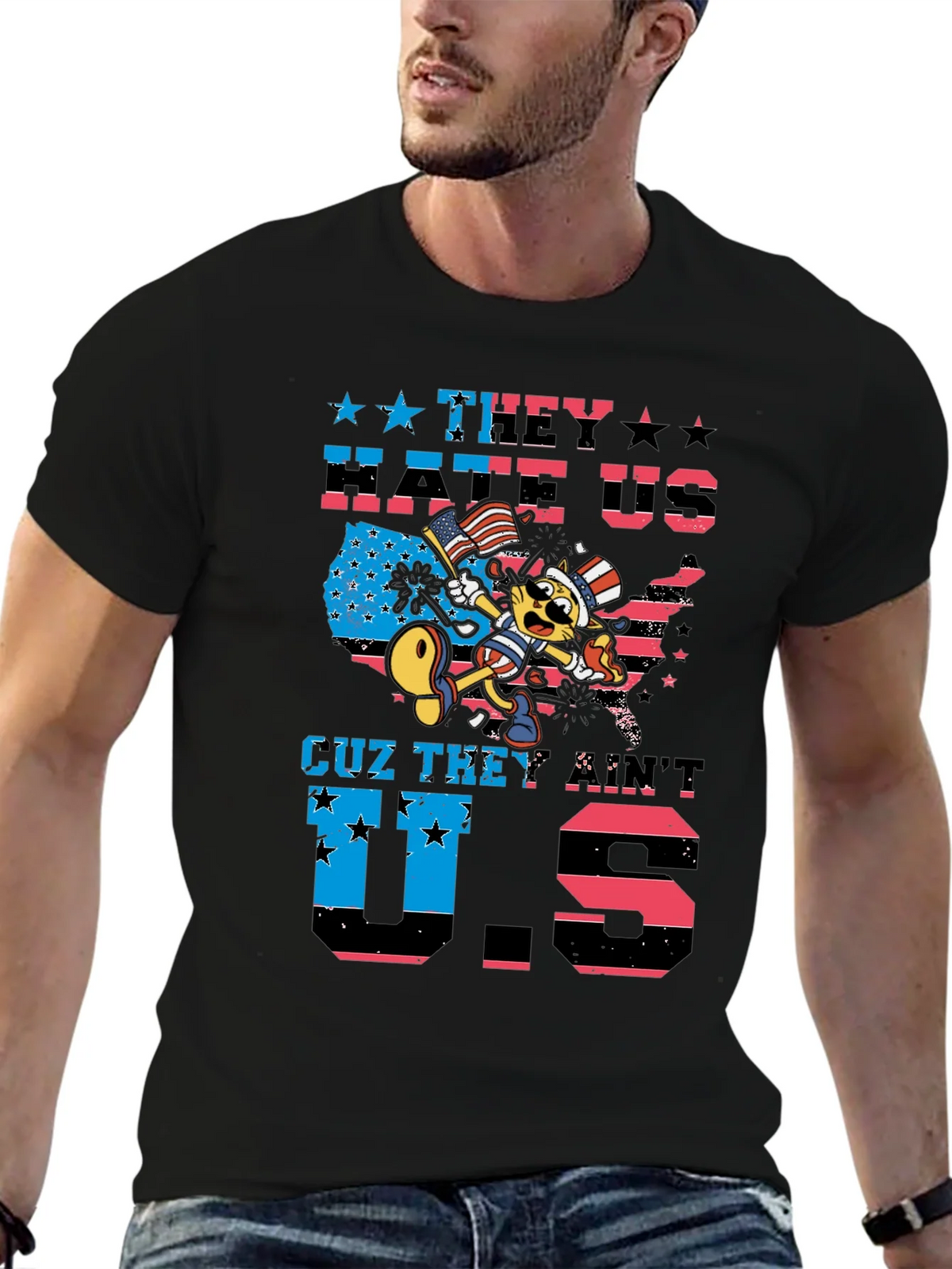 Patriotic Cat T-Shirt - They Hate Us product image 6