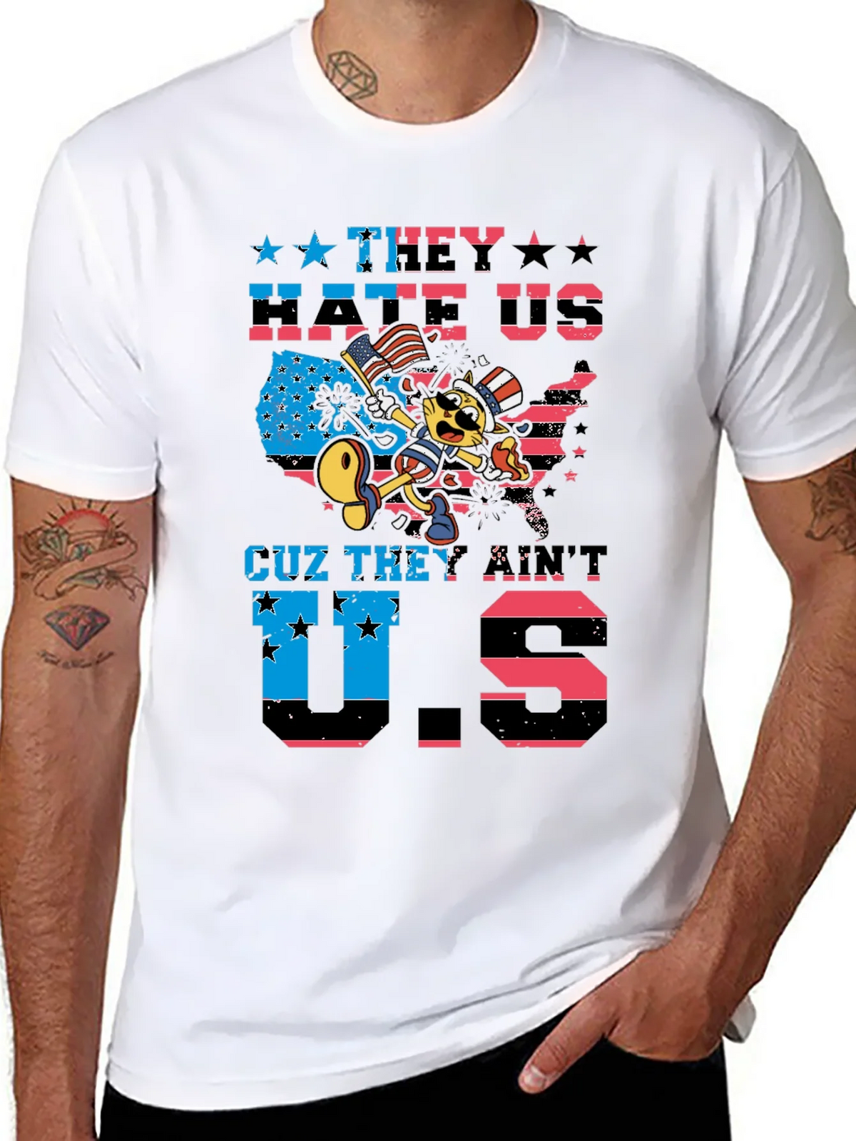 Patriotic Cat T-Shirt - They Hate Us product image 7