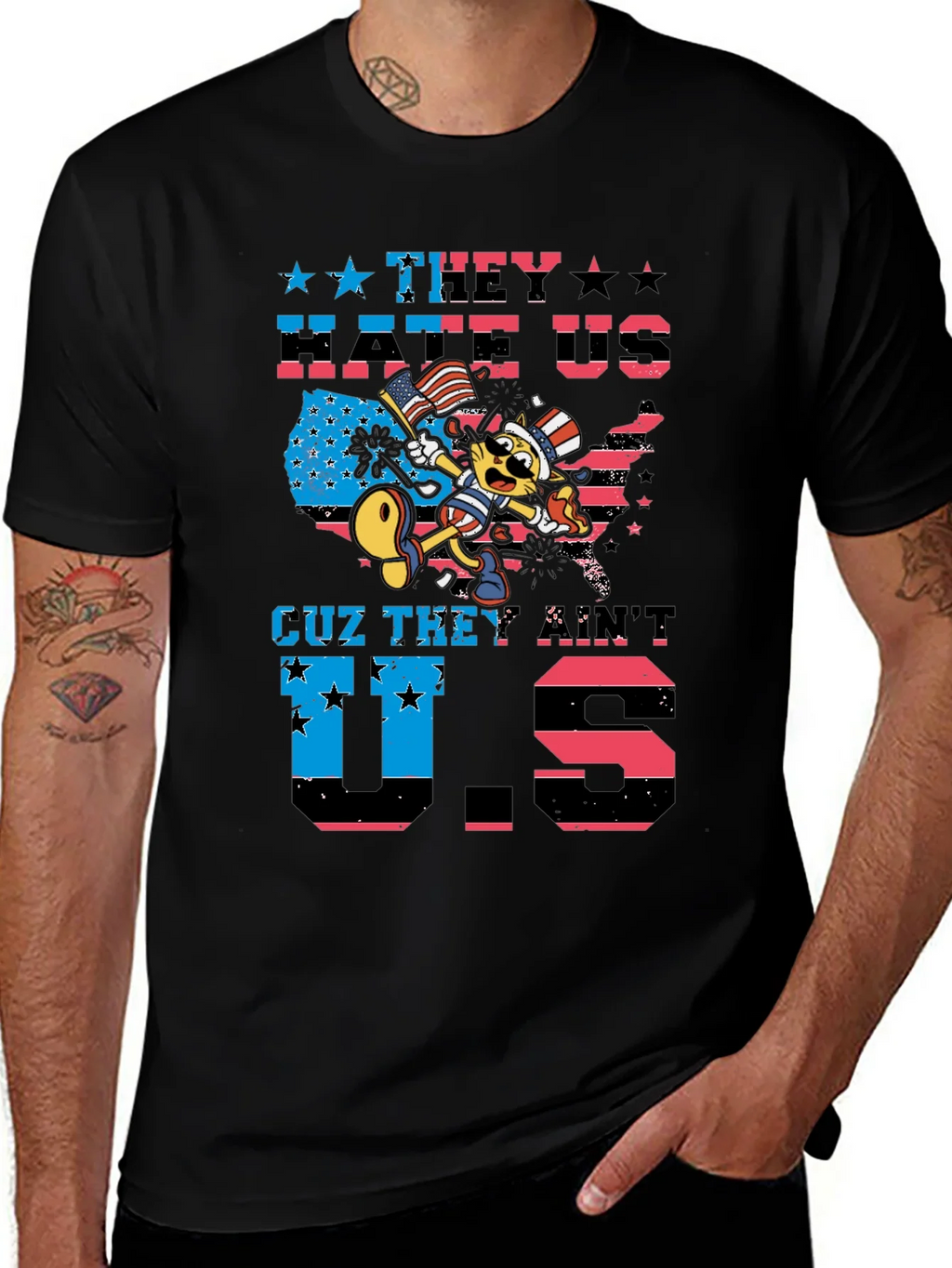 Patriotic Cat T-Shirt - They Hate Us product image 1