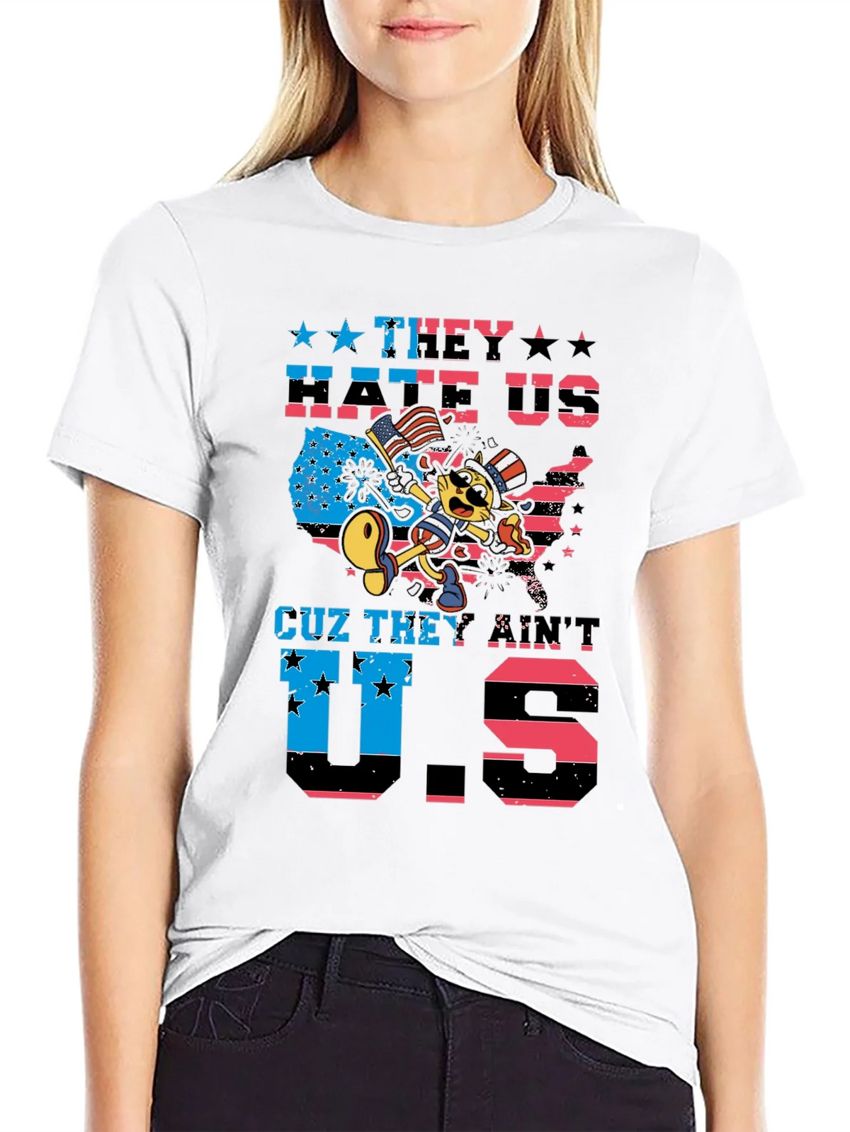 Patriotic Cat T-Shirt - They Hate Us product image 8