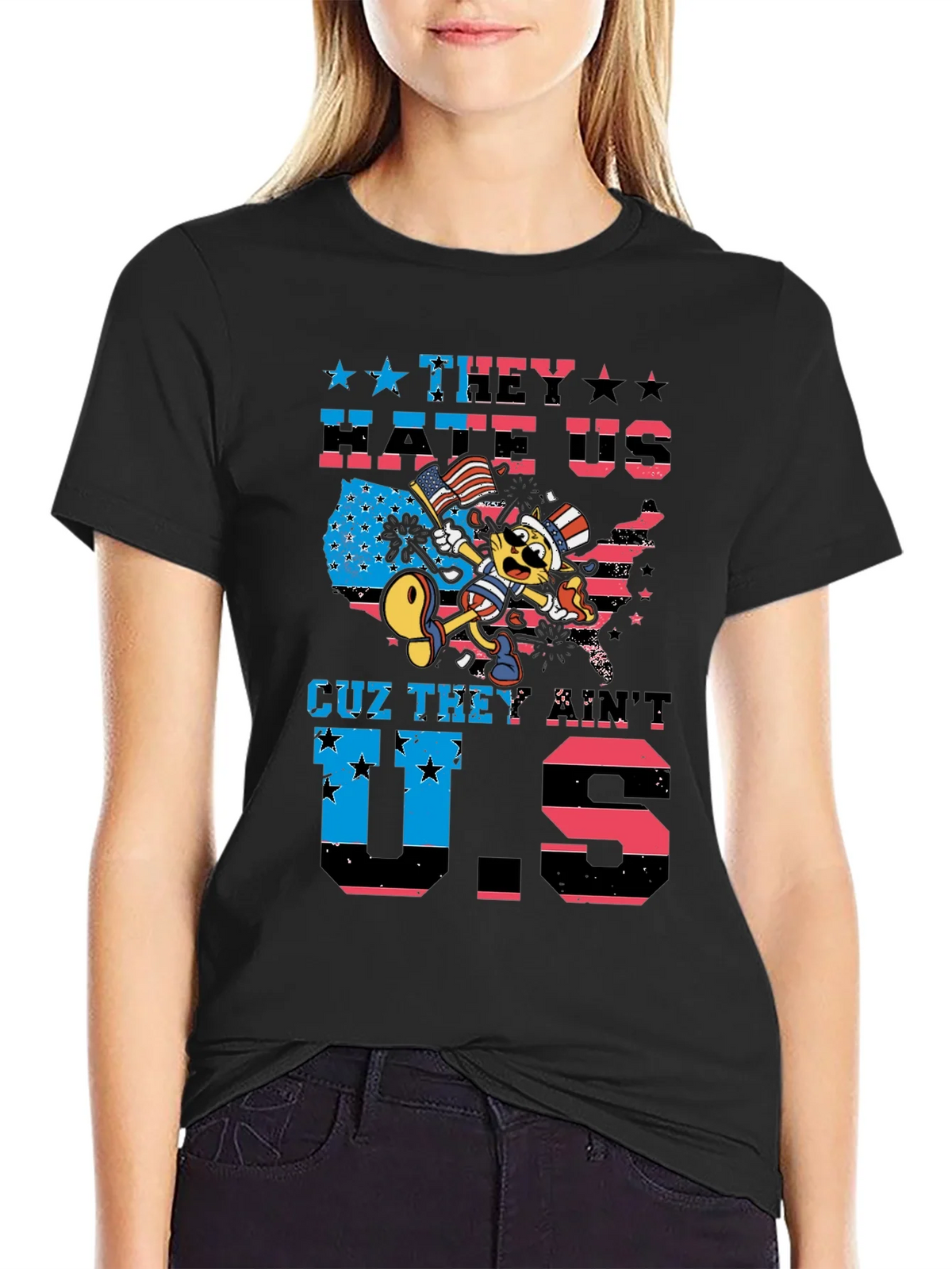Patriotic Cat T-Shirt - They Hate Us product image 2