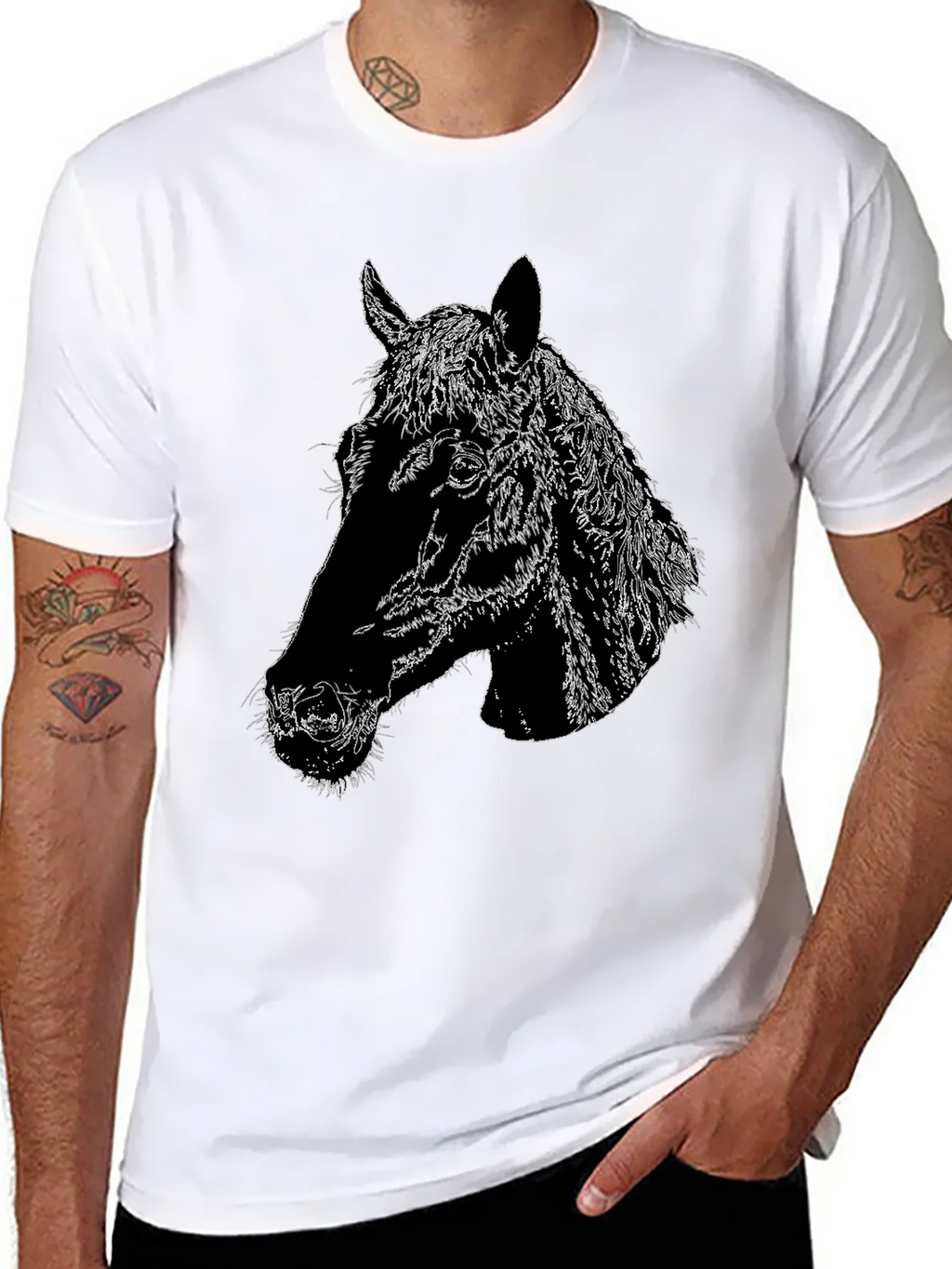 Horse Head Graphic Black T-Shirt product image 5
