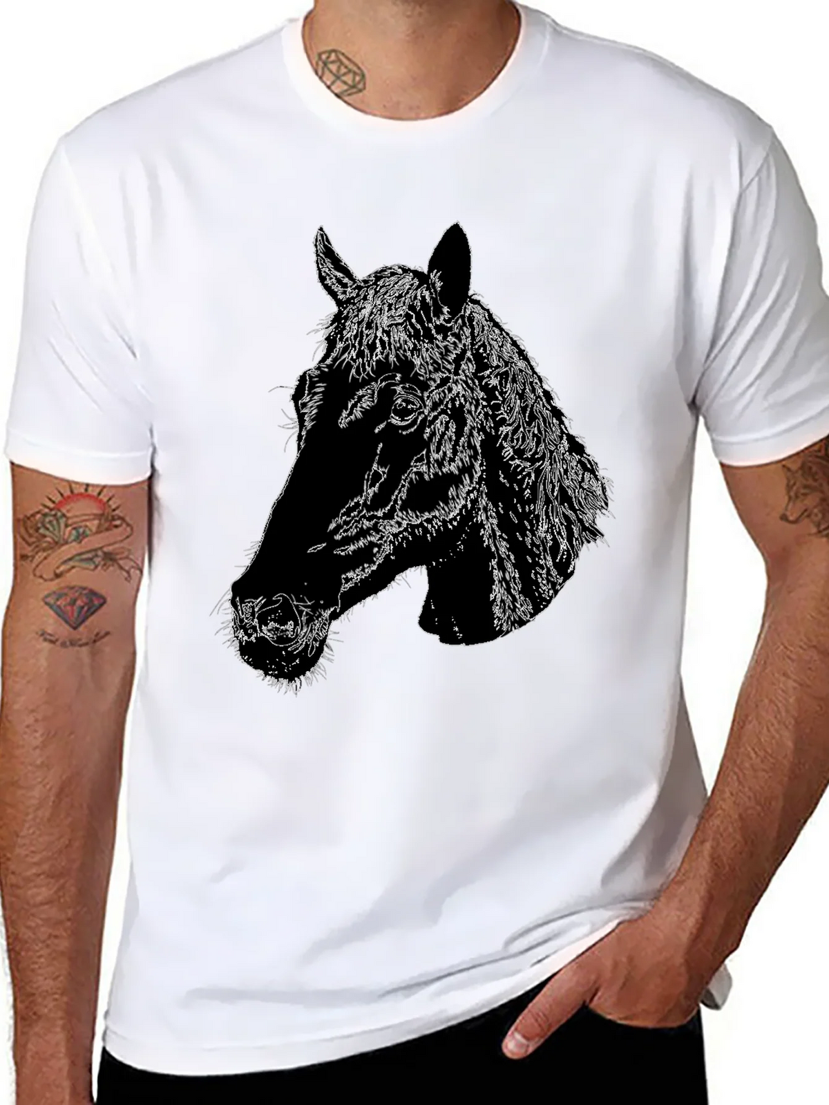 Horse Head Graphic Black T-Shirt product image 5