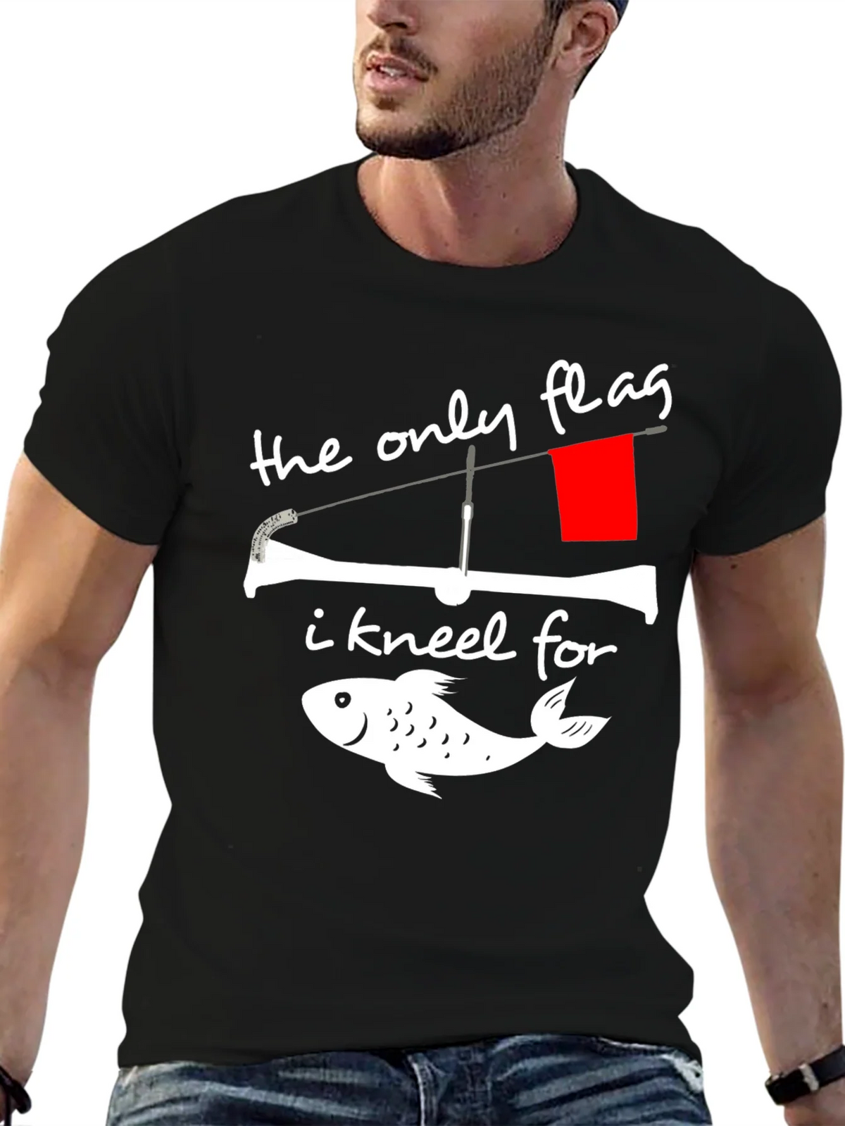 Fishing Flag Graphic Tee - The Only I Kneel For product image 3