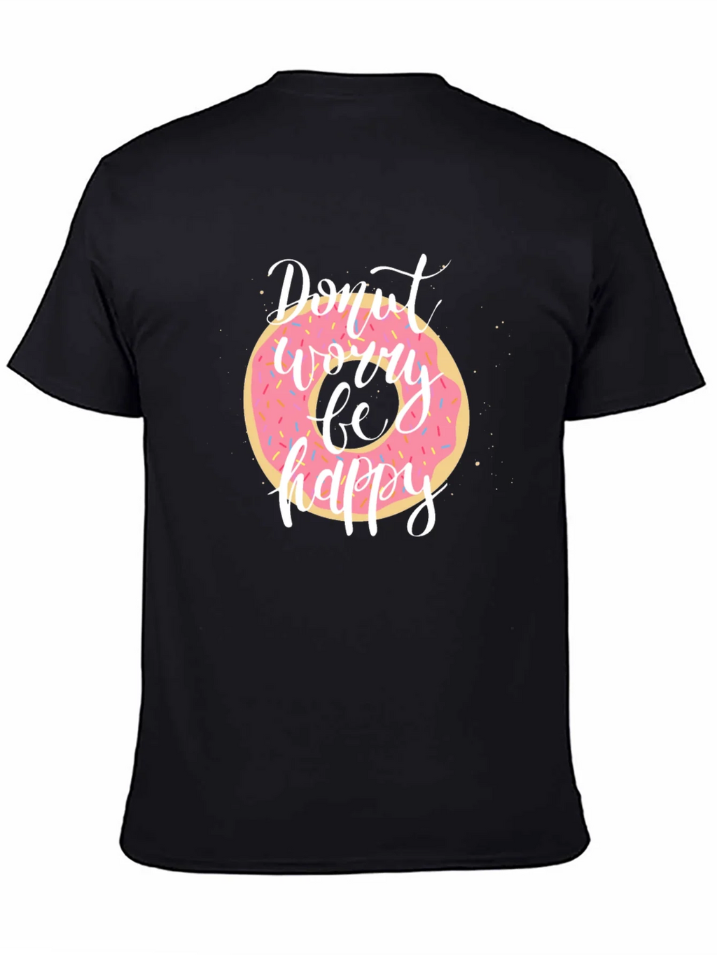 Donut Worry Be Happy Black T-Shirt product image 4