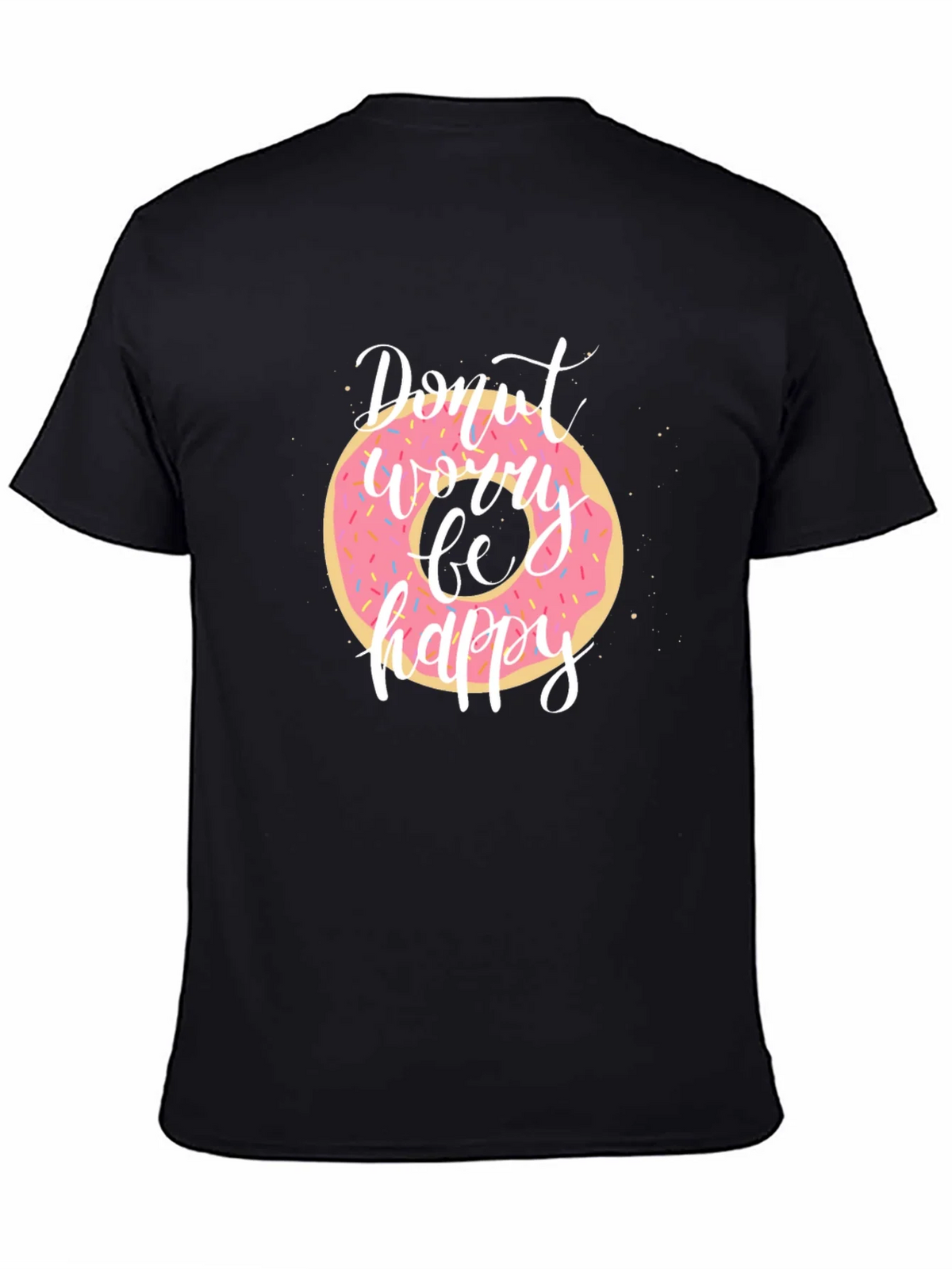 Donut Worry Be Happy Black T-Shirt product image 4