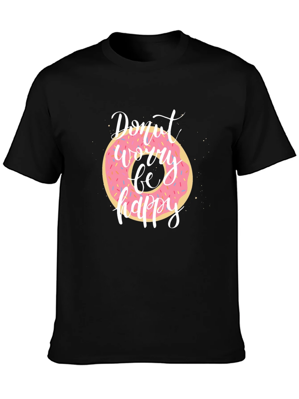 Donut Worry Be Happy Black T-Shirt product image 3
