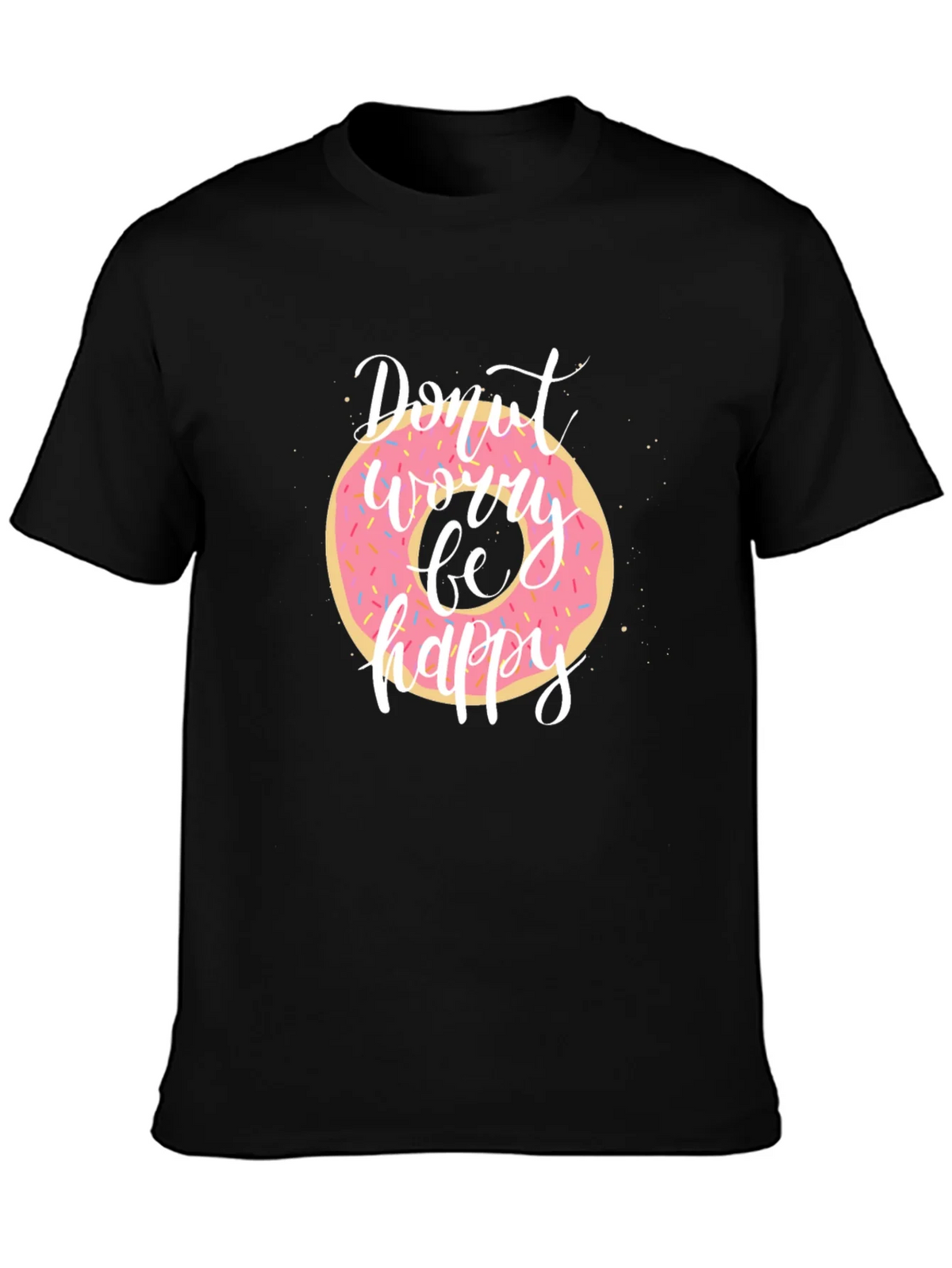 Donut Worry Be Happy Black T-Shirt product image 3