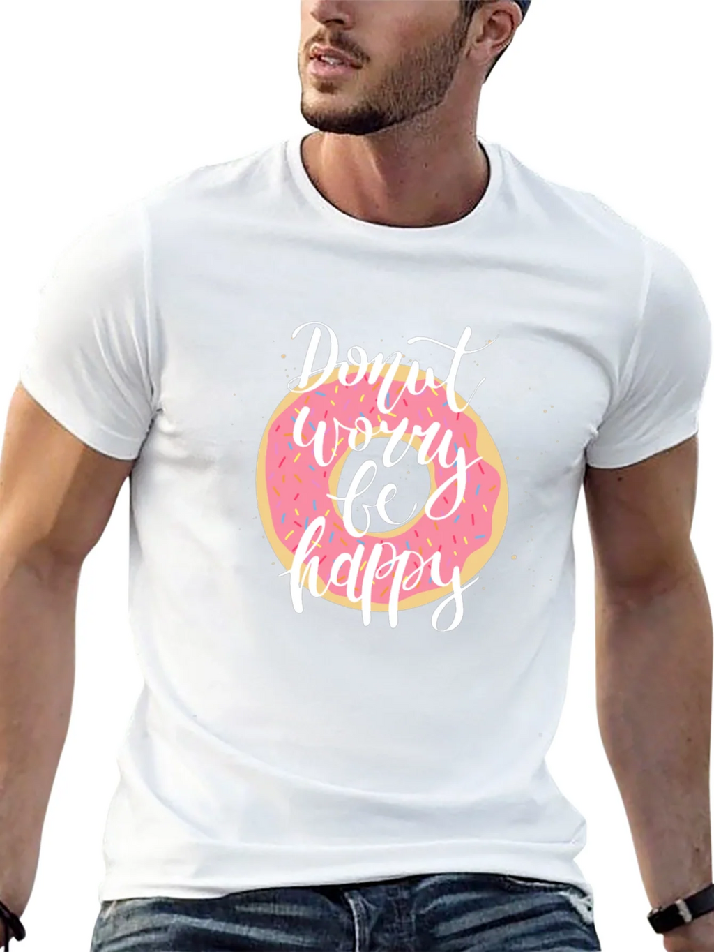 Donut Worry Be Happy Black T-Shirt product image 12