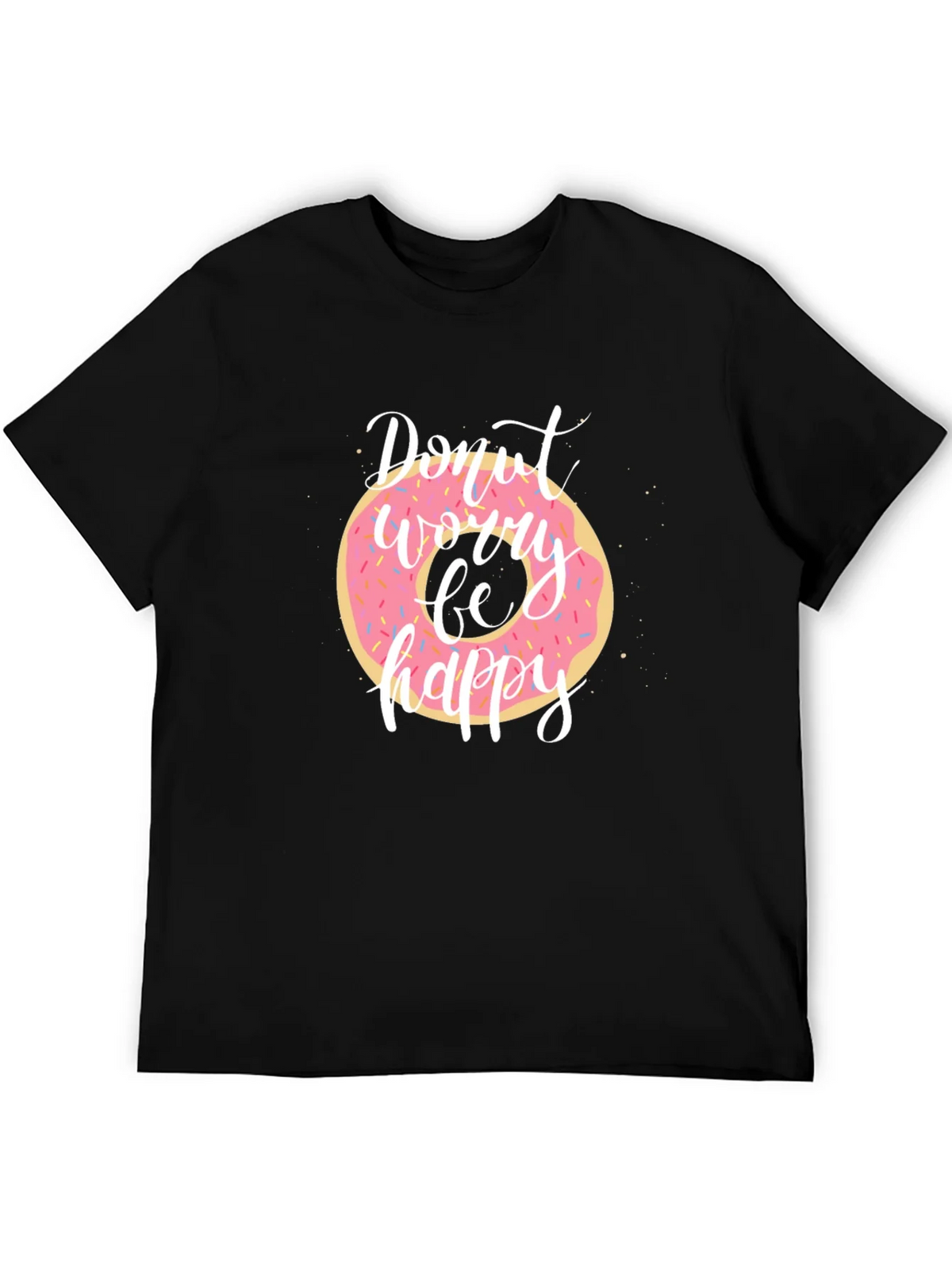 Donut Worry Be Happy Black T-Shirt product image 5