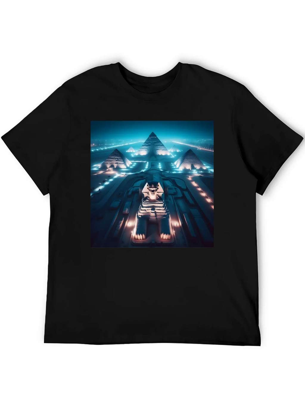 Egypt Pyramids & Sphinx Graphic Tee - Black Cotton Blend product image 5