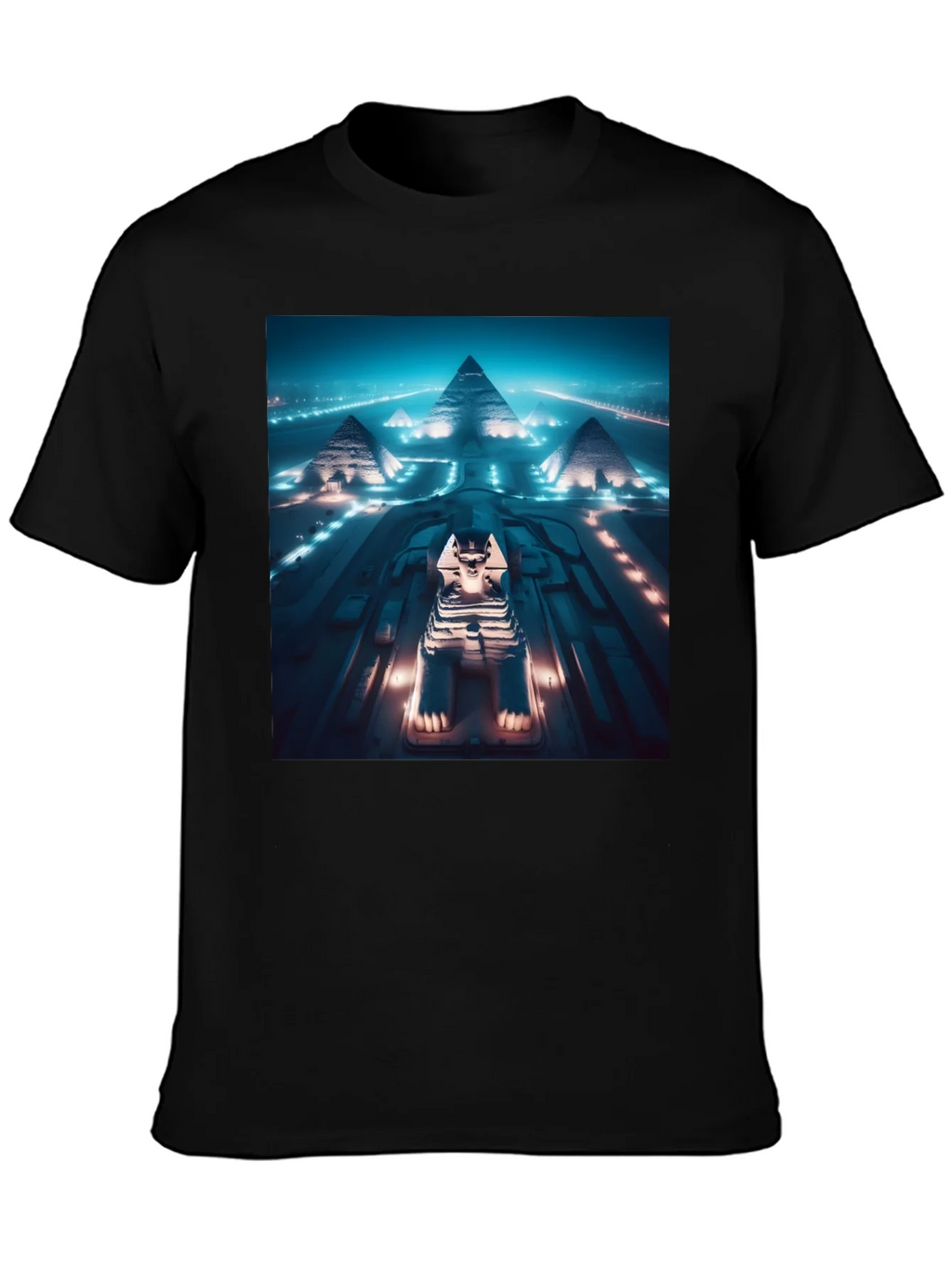 Egypt Pyramids & Sphinx Graphic Tee - Black Cotton Blend product image 3