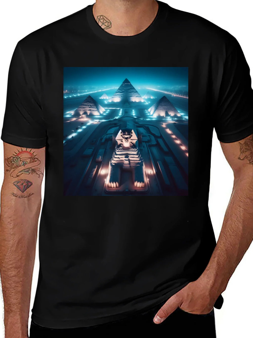 Egypt Pyramids & Sphinx Graphic Tee - Black Cotton Blend product image 1
