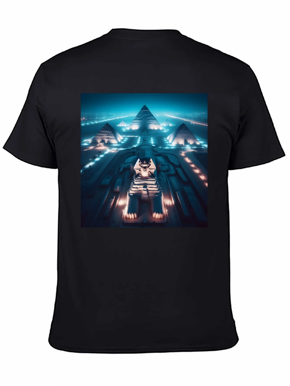 Egypt Pyramids & Sphinx Graphic Tee - Black Cotton Blend product image 4