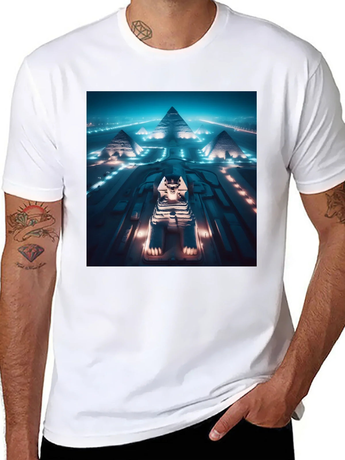 Egypt Pyramids & Sphinx Graphic Tee - Black Cotton Blend product image 7