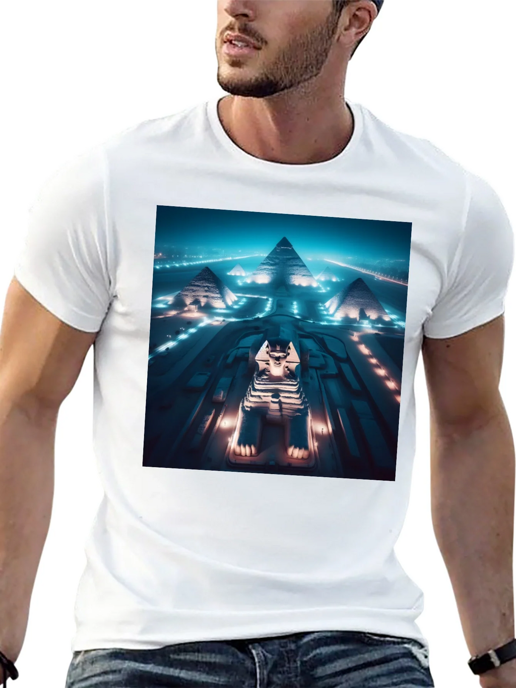 Egypt Pyramids & Sphinx Graphic Tee - Black Cotton Blend product image 12