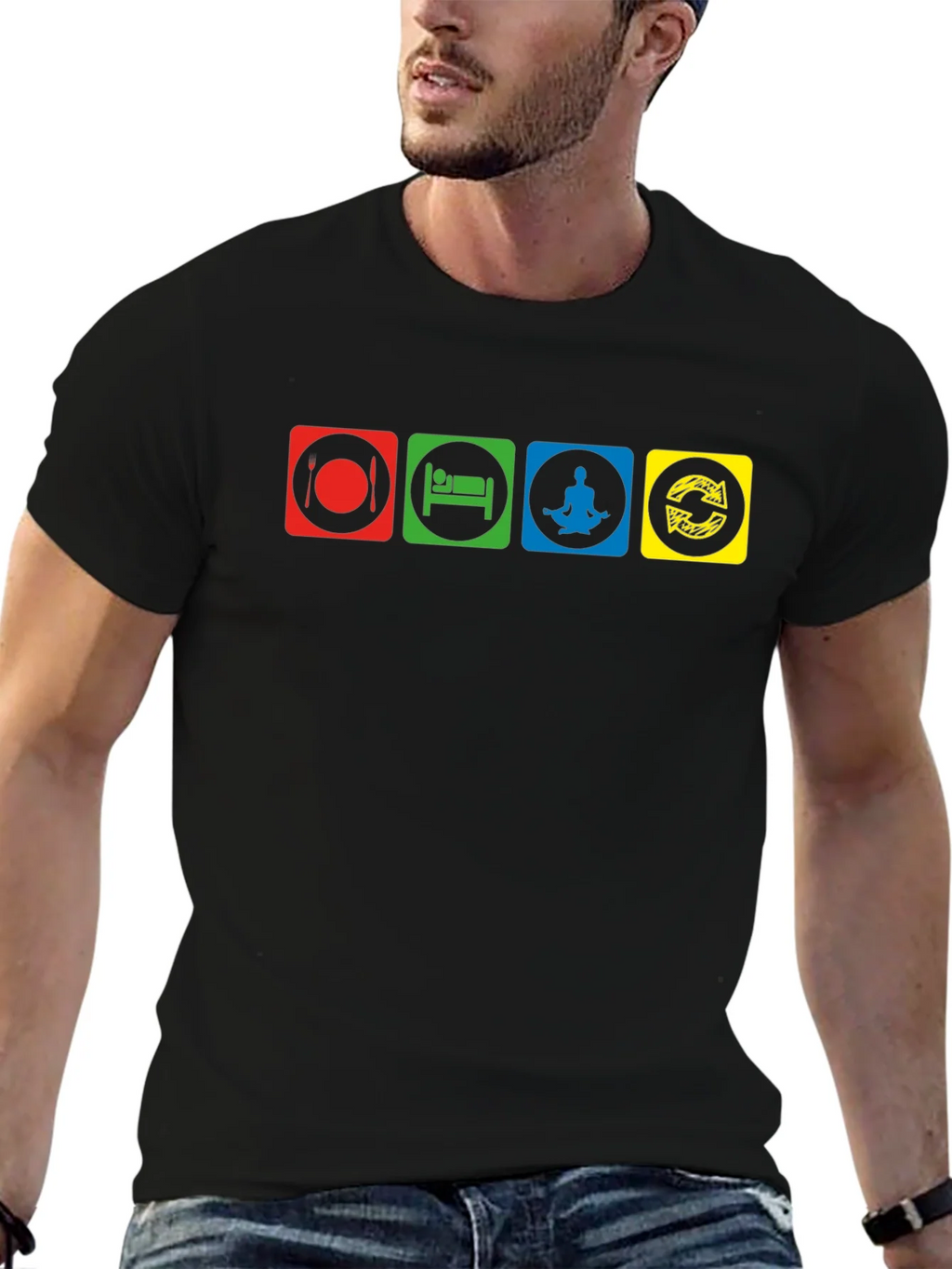 Eat Sleep Meditate Repeat Graphic T-Shirt product image 5