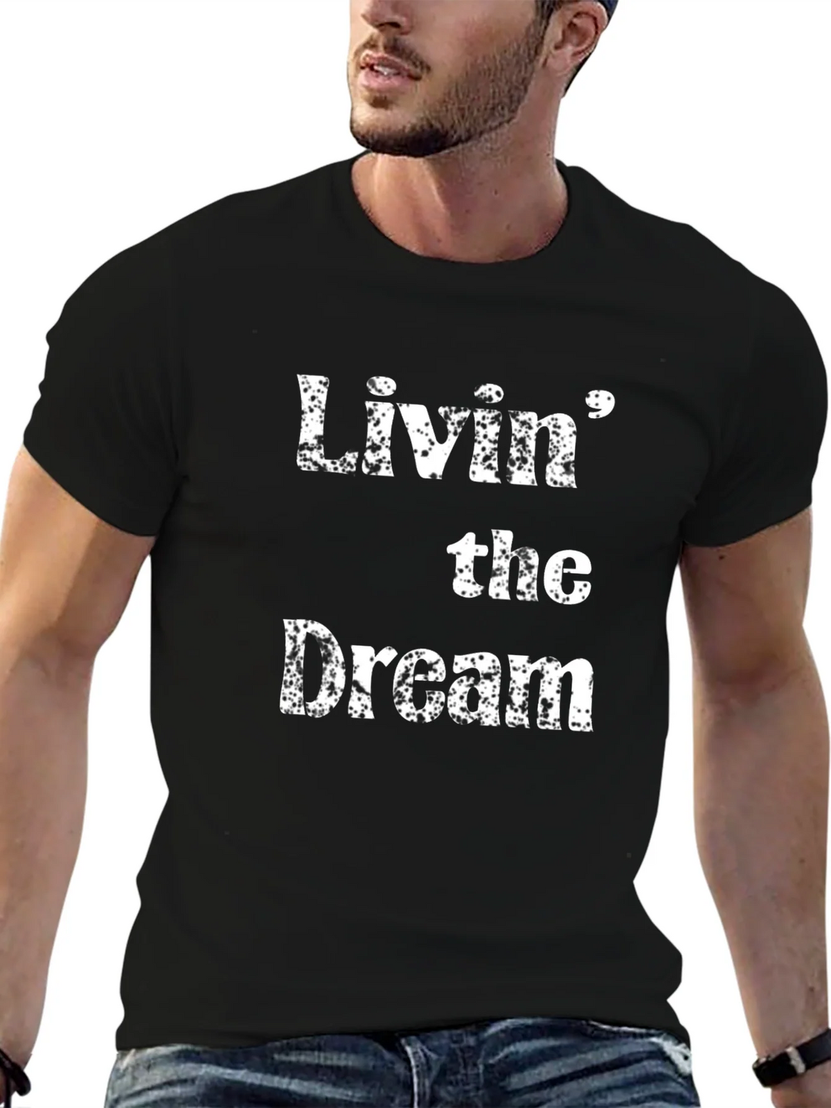 Livin the Dream Black Cotton T-Shirt product image 6
