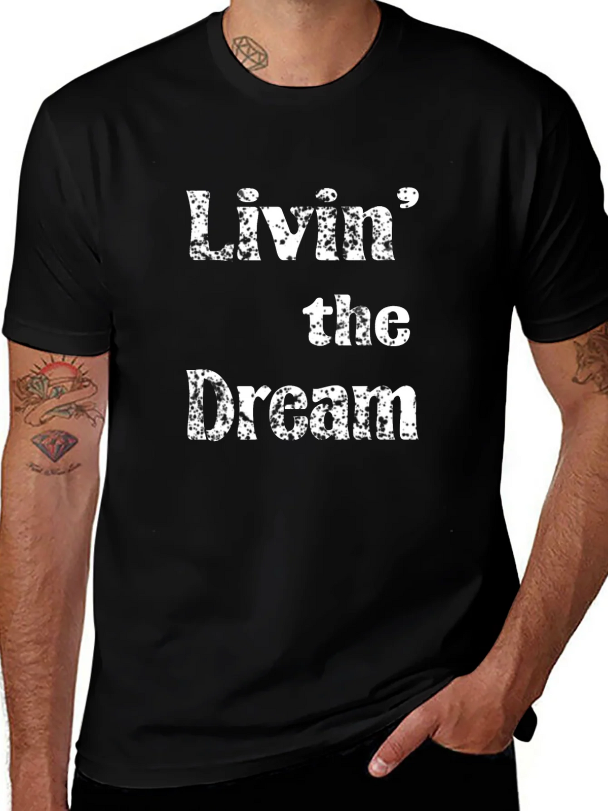 Livin the Dream Black Cotton T-Shirt product image 1