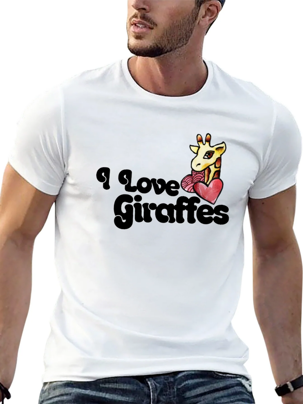 I Love Giraffes T-Shirt - Black Graphic Tee product image 12