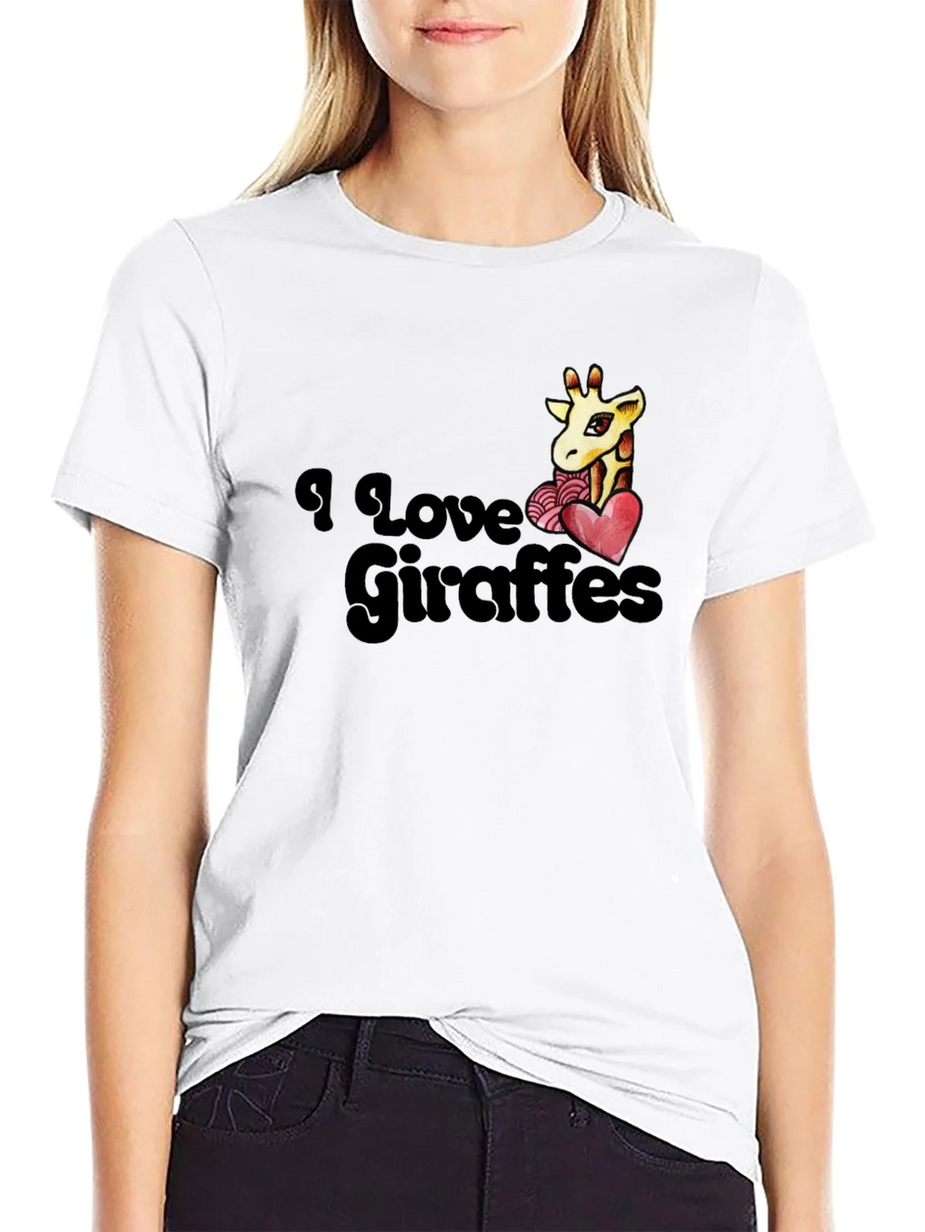 I Love Giraffes T-Shirt - Black Graphic Tee product image 8