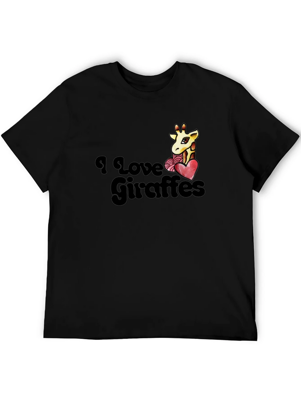 I Love Giraffes T-Shirt - Black Graphic Tee product image 5