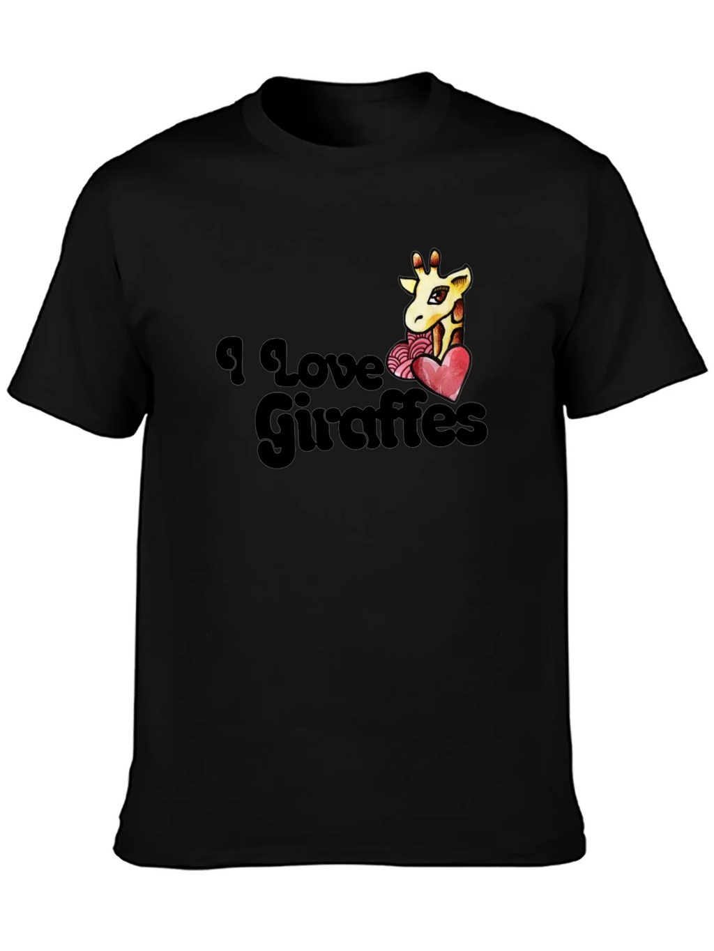 I Love Giraffes T-Shirt - Black Graphic Tee product image 3
