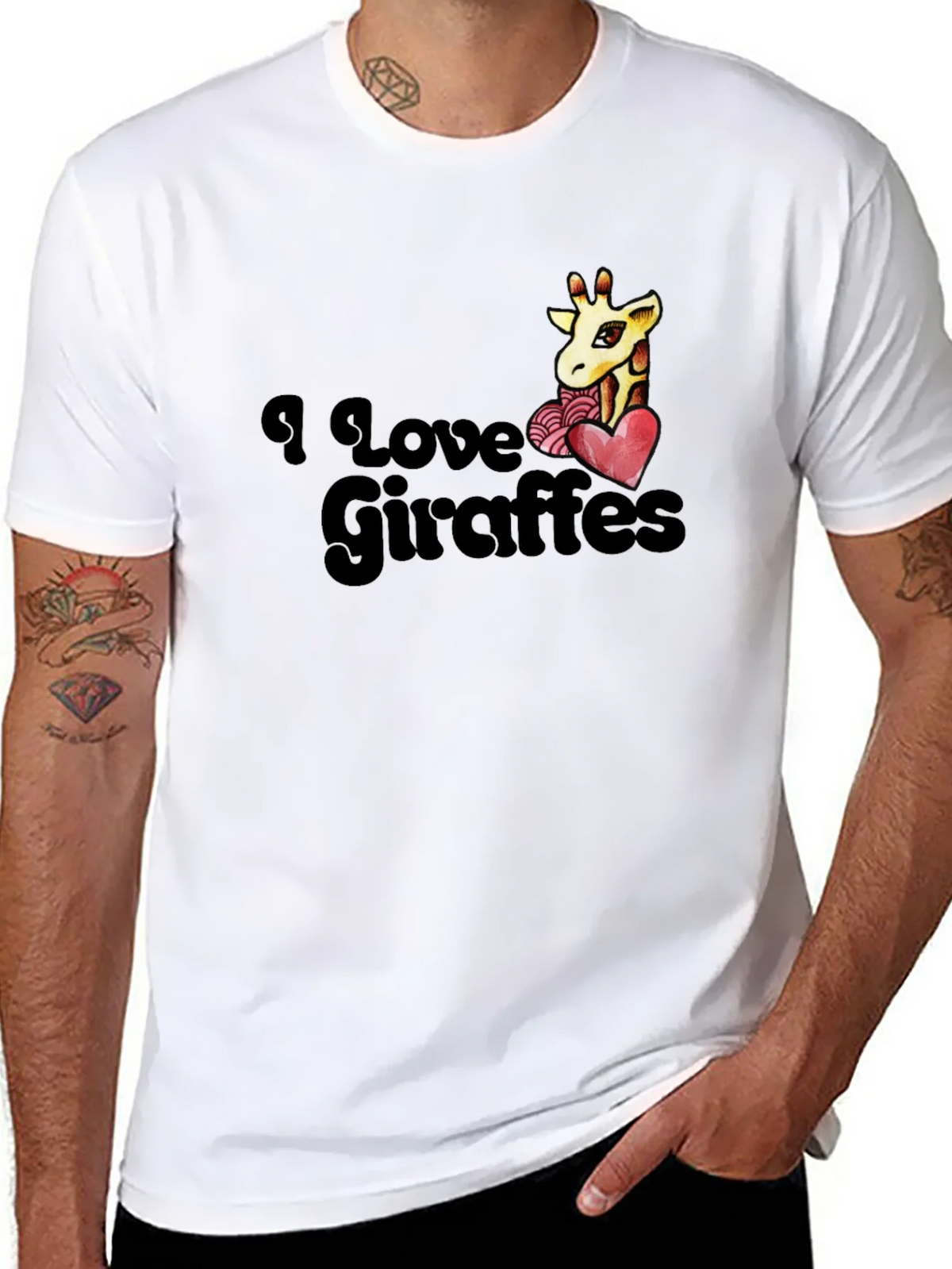 I Love Giraffes T-Shirt - Black Graphic Tee product image 7