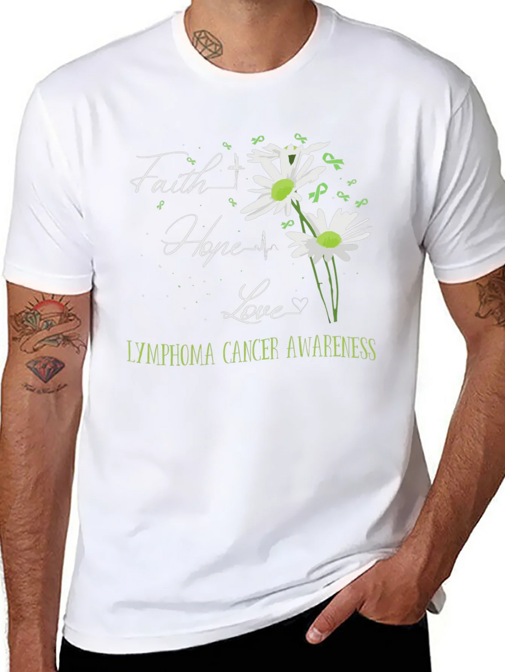 Lymphoma Awareness Graphic Tee - Faith Hope Love product image 7