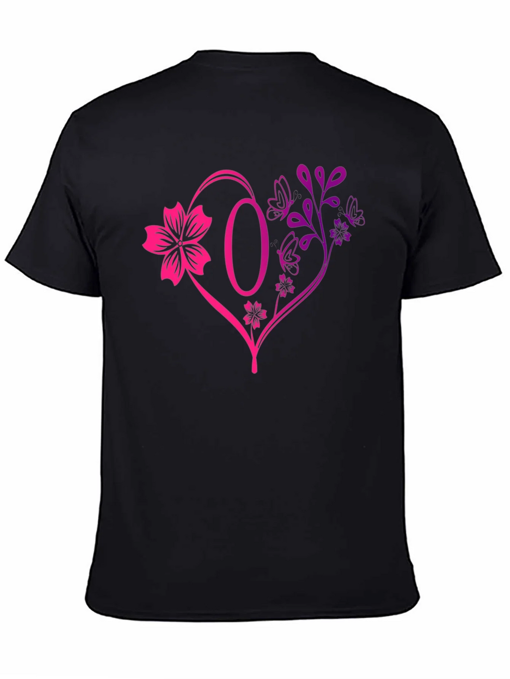 Floral Heart Initial T-Shirt - Personalized Letter O Design product image 4