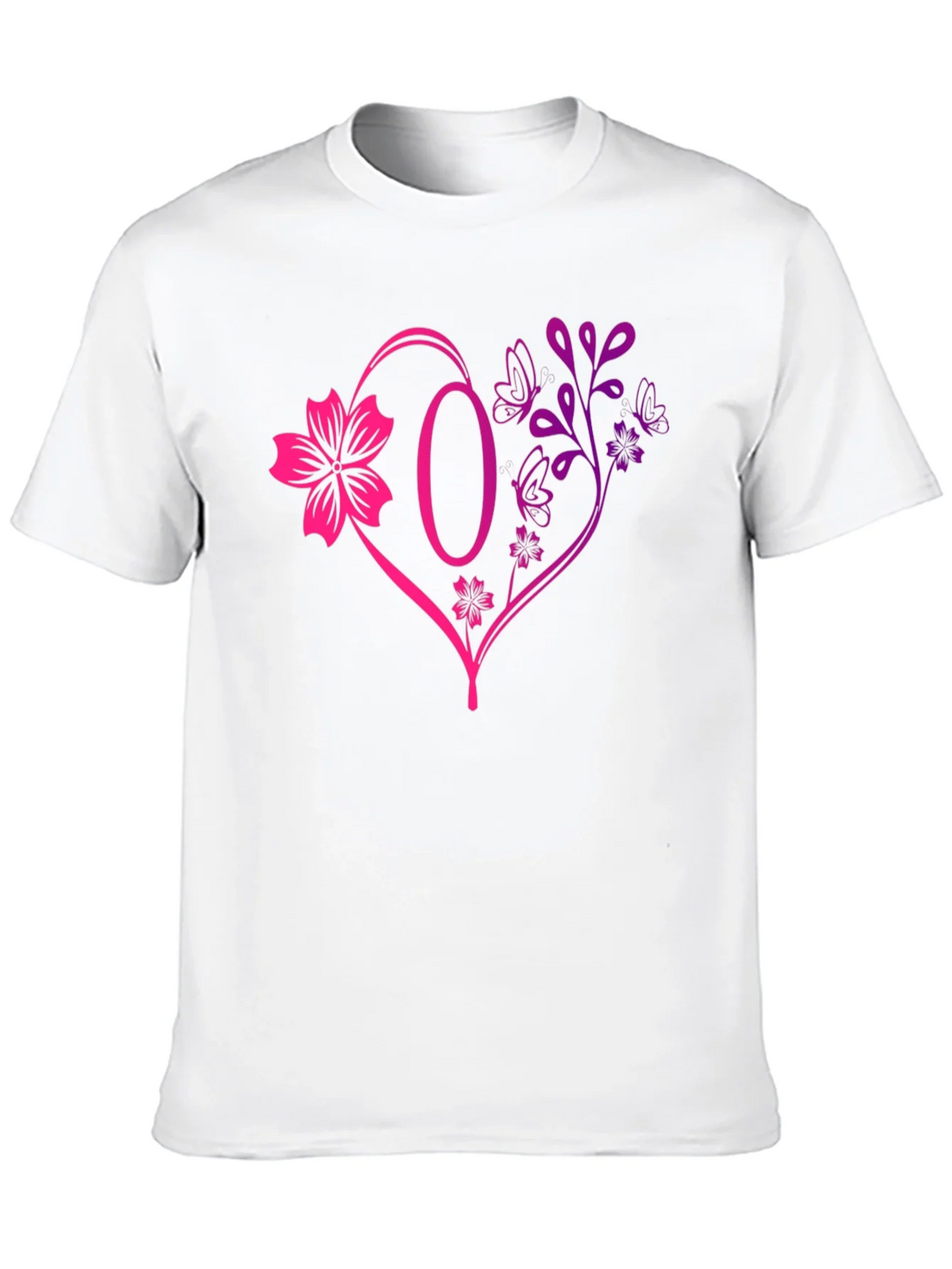 Floral Heart Initial T-Shirt - Personalized Letter O Design product image 9