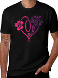 Floral Heart Initial T-Shirt - Personalized Letter O Design product image 1