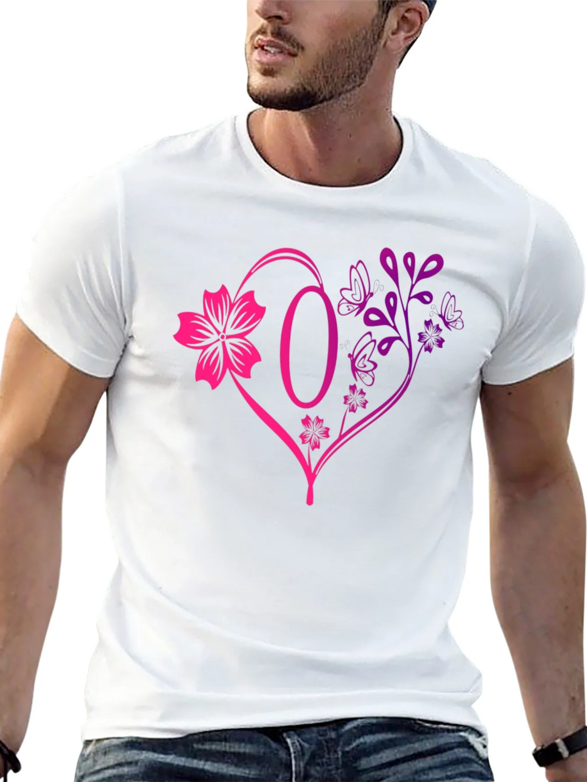 Floral Heart Initial T-Shirt - Personalized Letter O Design product image 12