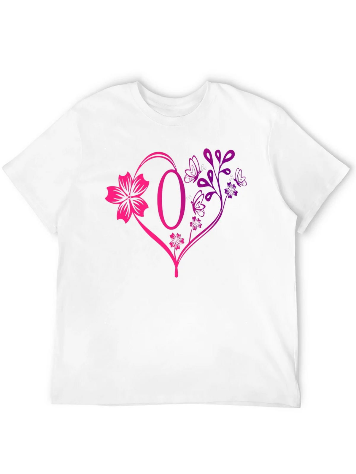 Floral Heart Initial T-Shirt - Personalized Letter O Design product image 11