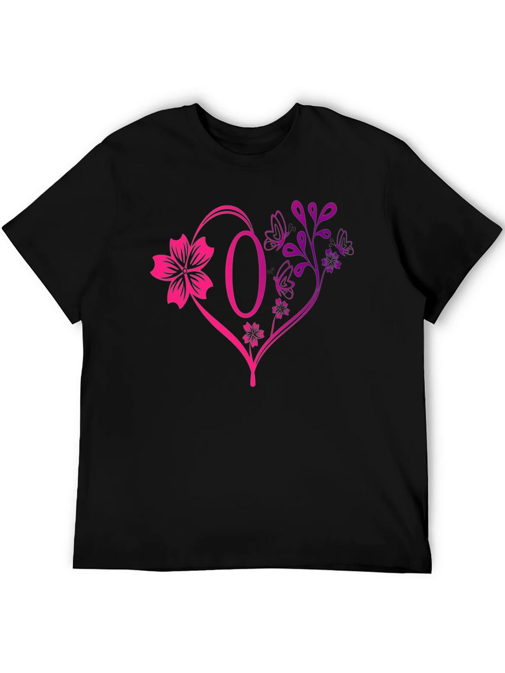 Floral Heart Initial T-Shirt - Personalized Letter O Design product image 5