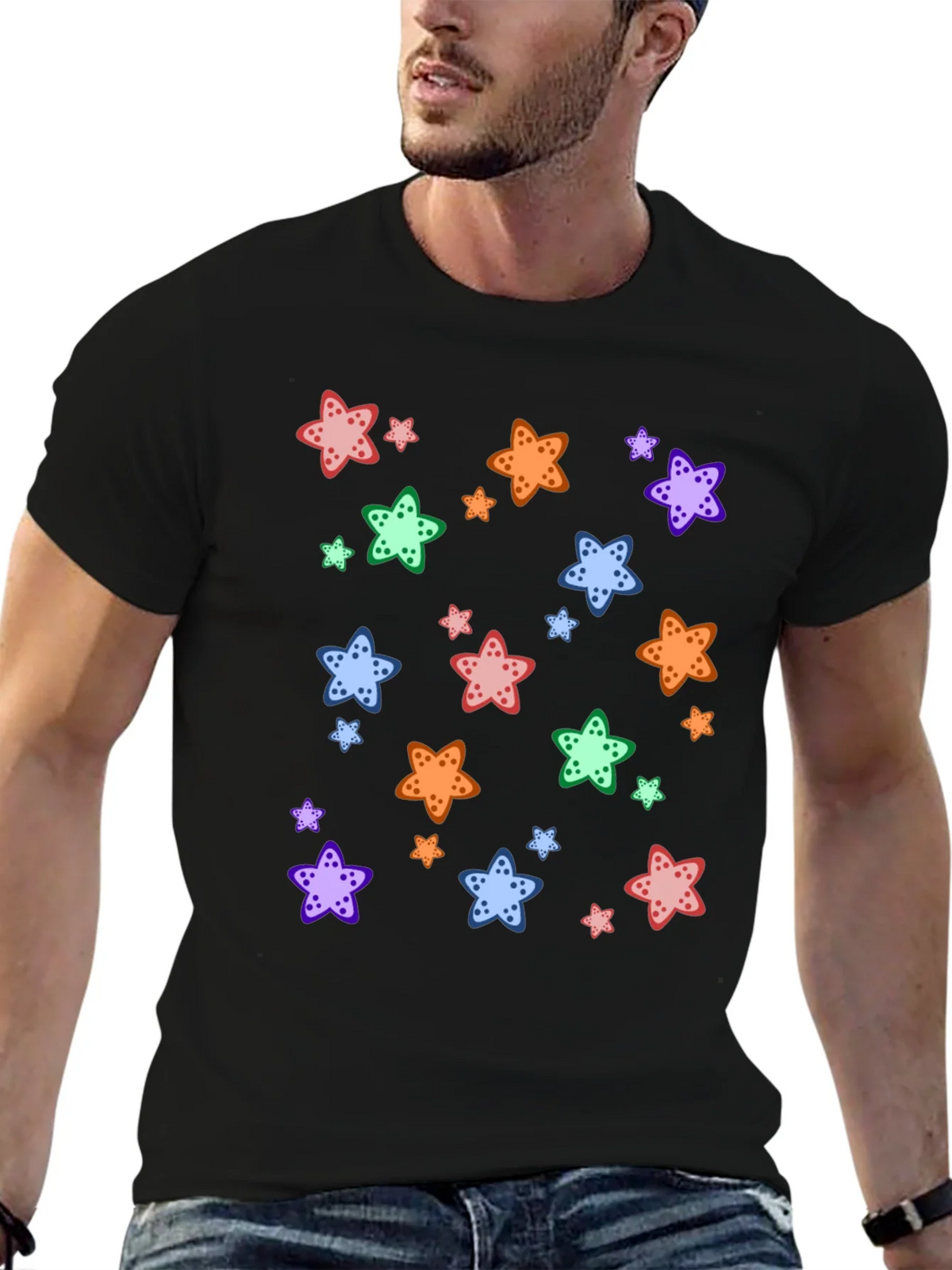 Starfish Pattern Black T-Shirt product image 3