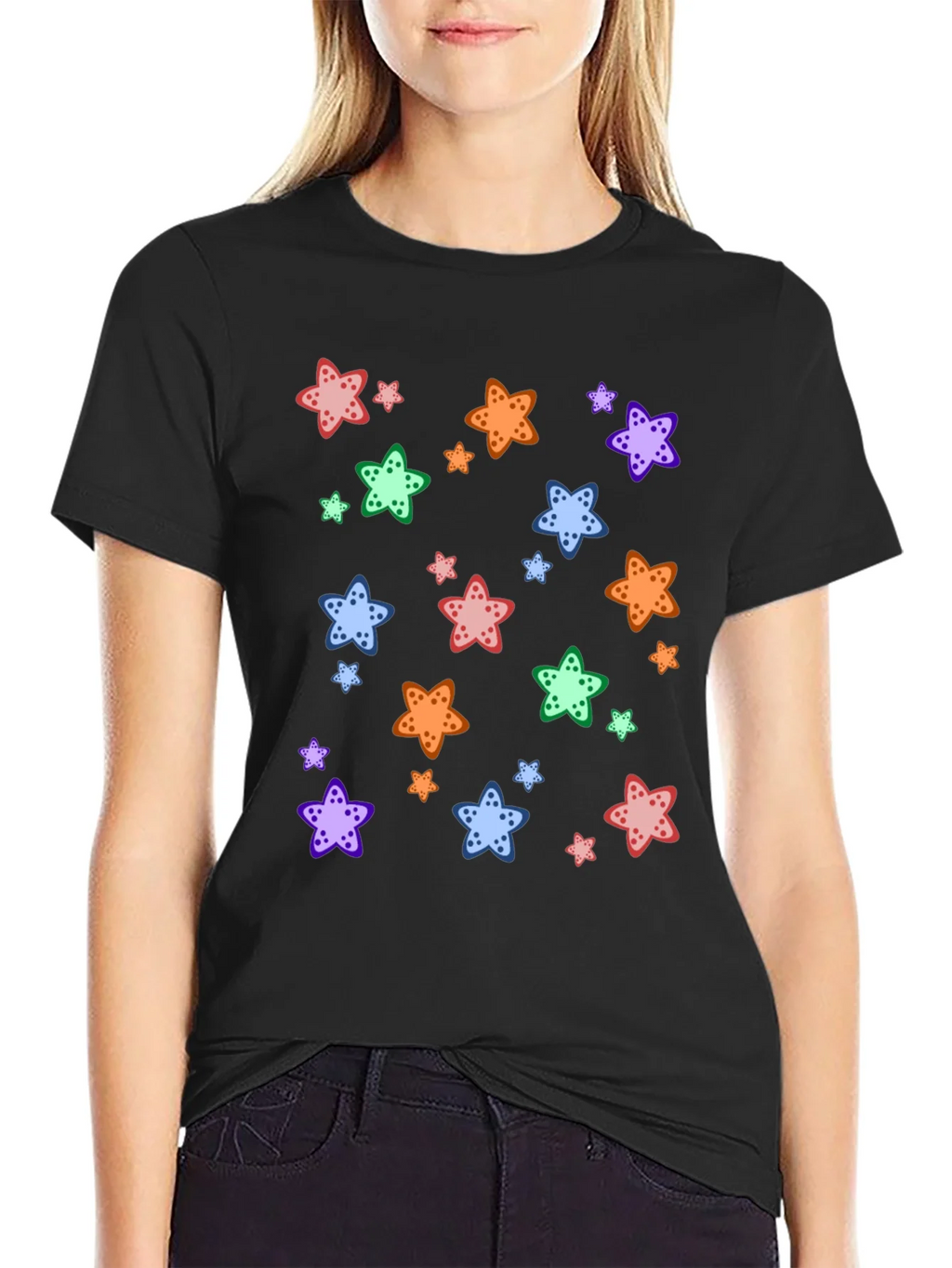 Starfish Pattern Black T-Shirt product image 2