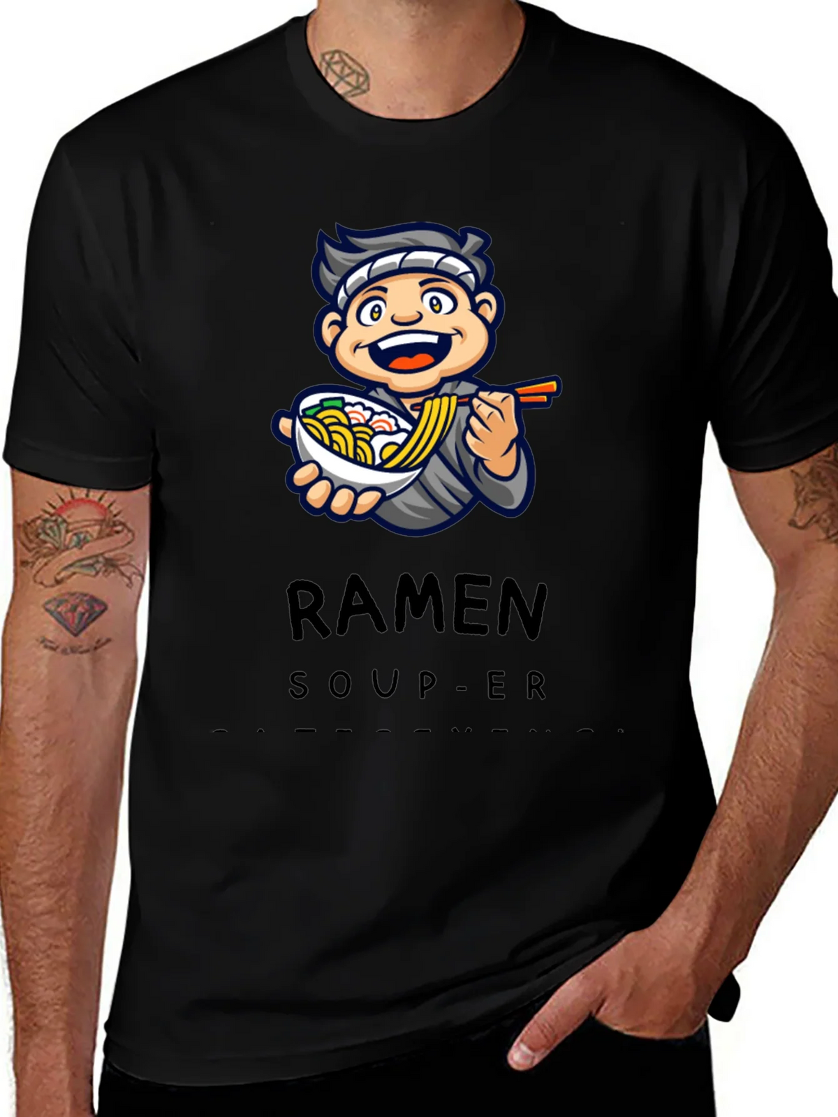 Ramen Soup-er Cartoon Graphic T-Shirt product image 1