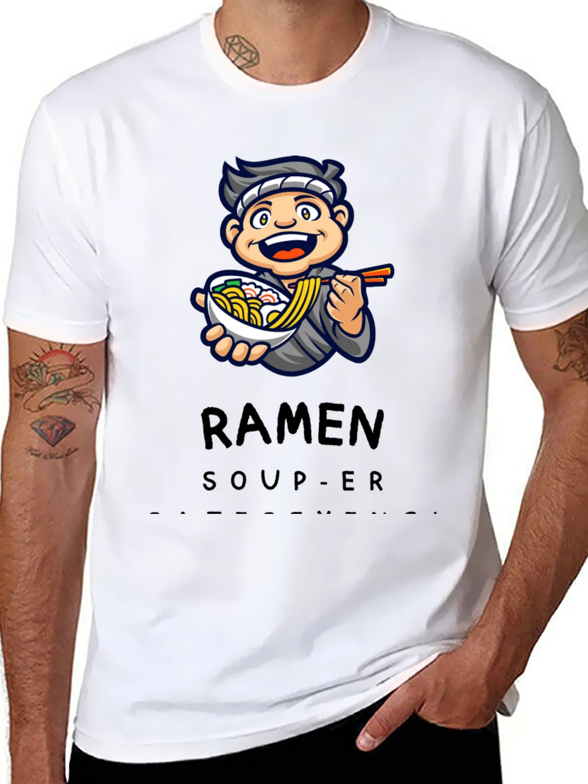 Ramen Soup-er Cartoon Graphic T-Shirt product image 4