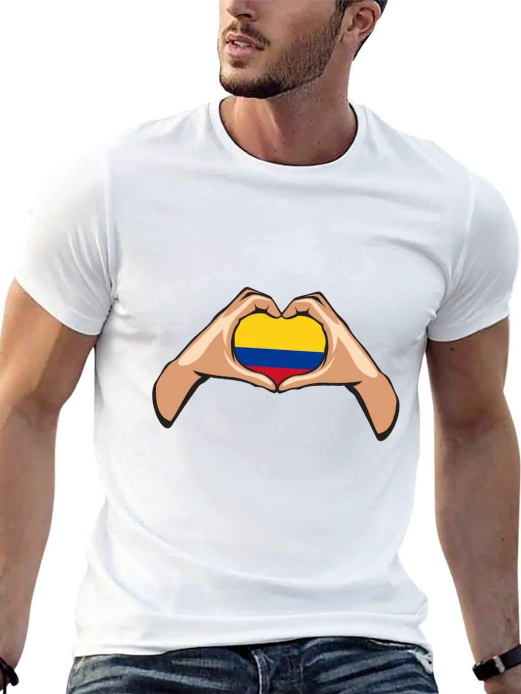 Colombian Flag Heart Hands Graphic Tee product image 5