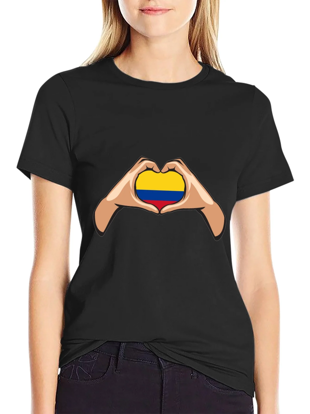 Colombian Flag Heart Hands Graphic Tee product image 2
