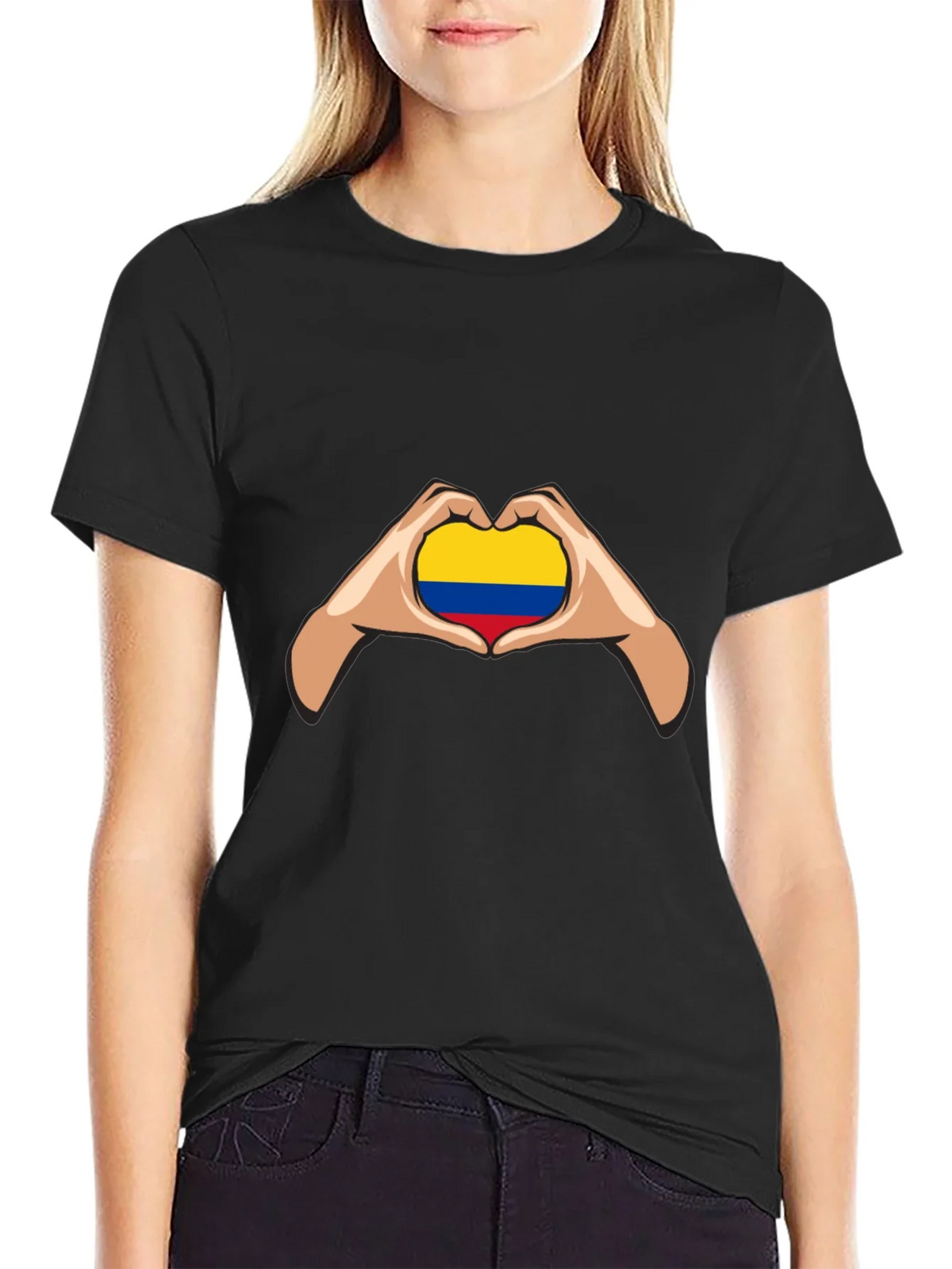 Colombian Flag Heart Hands Graphic Tee product image 2