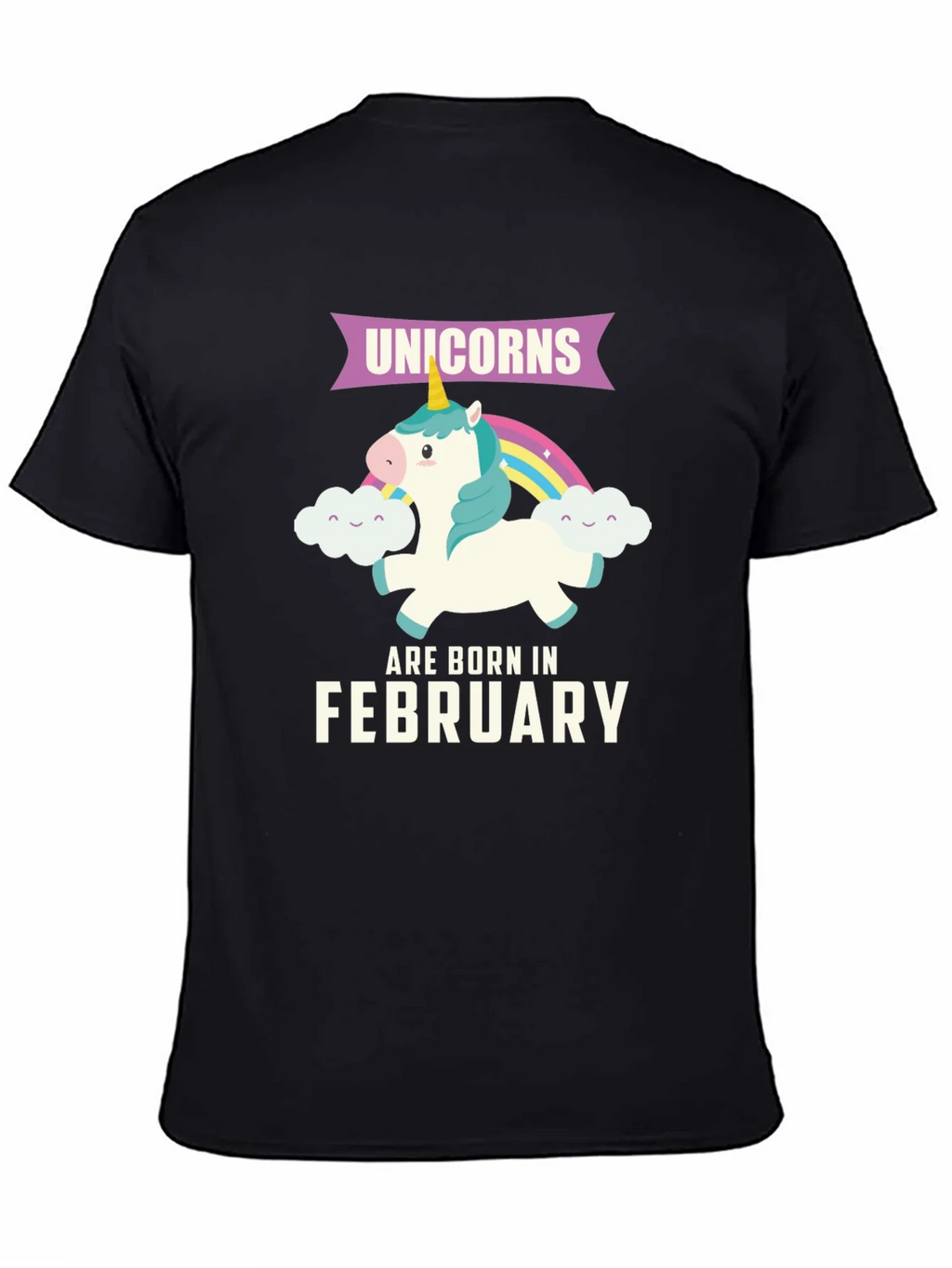 Unicorns Born in February Black T-Shirt product image 4