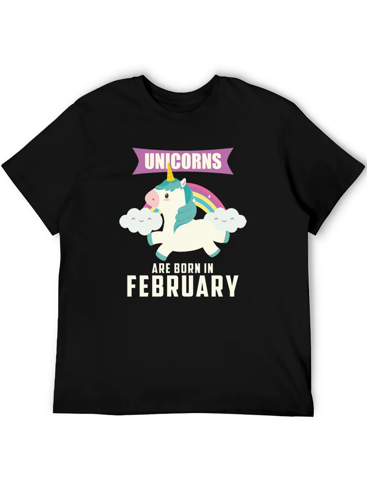 Unicorns Born in February Black T-Shirt product image 5