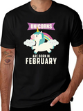 Unicorns Born in February Black T-Shirt product image 1